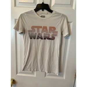Star Wars MightyFine Graphic T-Shirt Small Off-White Luke Skywalker Tatooine Tee
